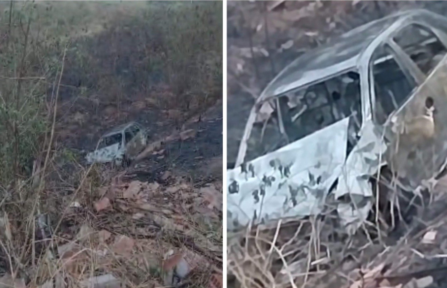 Carro capota e pega fogo após acidente em Vila Velha