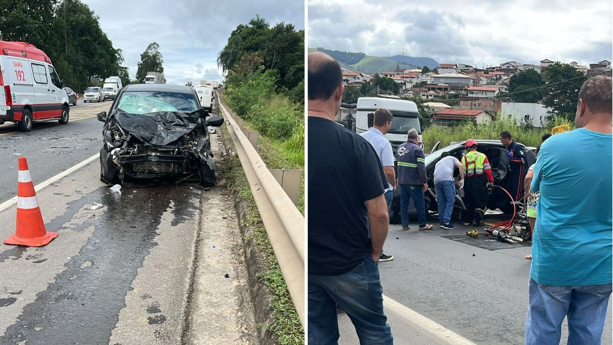 Acidente deixa dois mortos e interdita trânsito na BR-101 em João Neiva