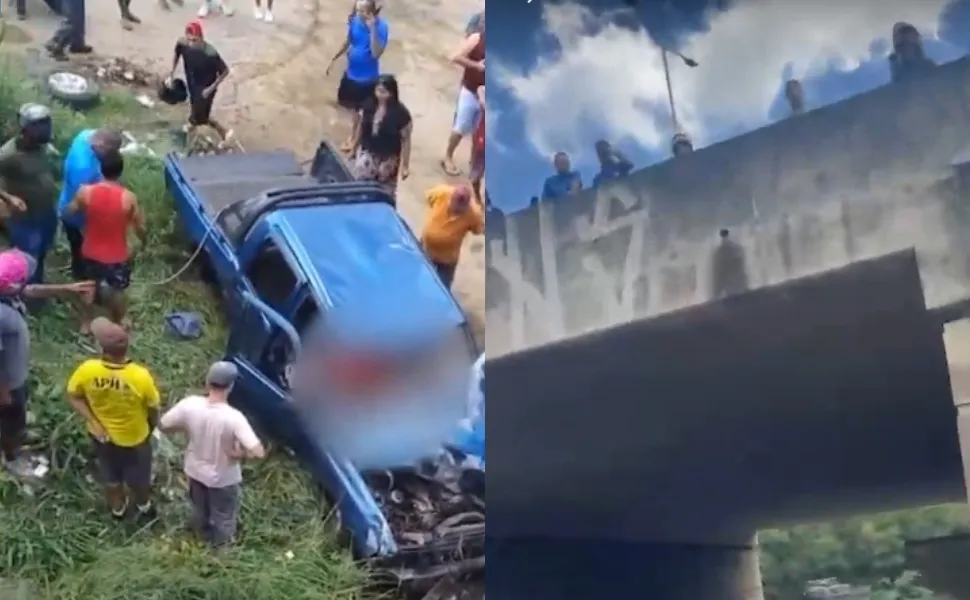 Detento de saidinha morre após carro ser alvejado e cair de viaduto em Cariacica