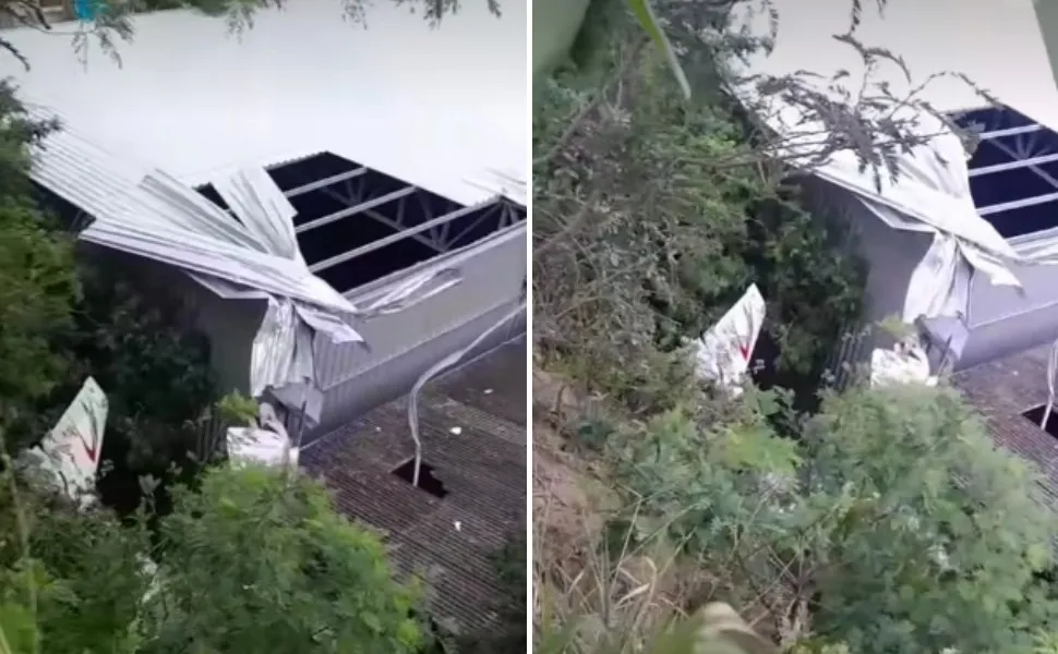 Avião de pequeno porte cai em galpão de oficina em Guarapari