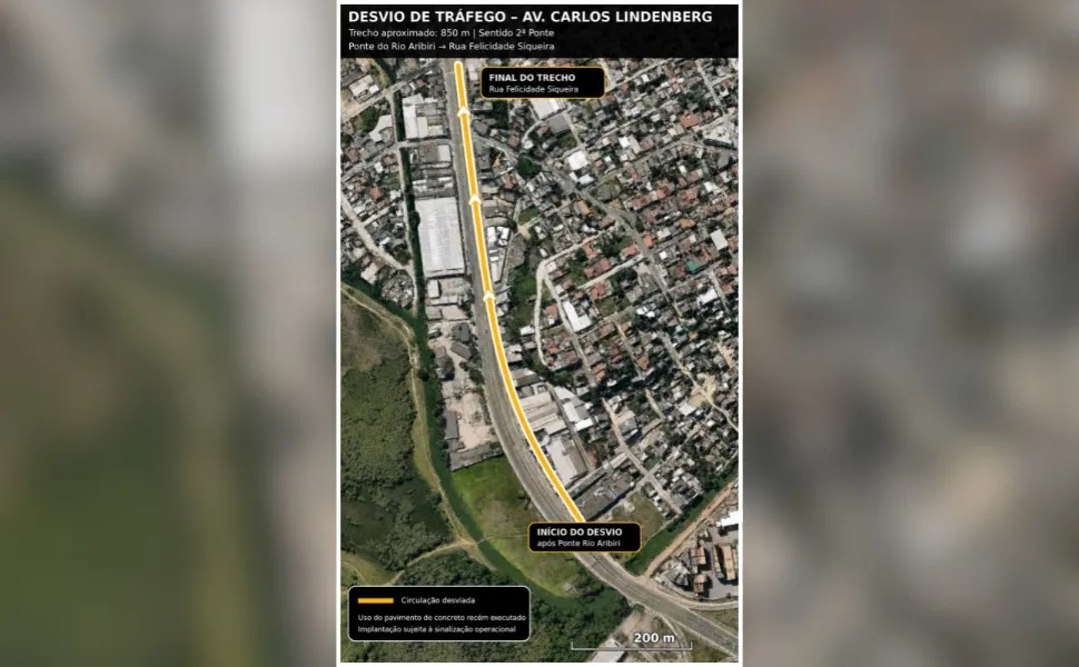 Obras do Expresso GV avançam com desvio de tráfego para pista de concreto na Avenida Carlos Lindenberg