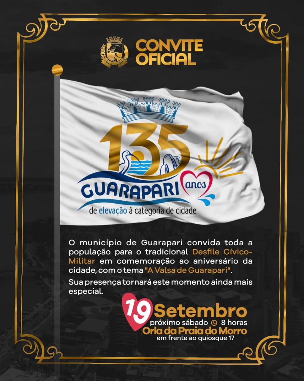 Guarapari será a capital do Espírito Santo no dia em que celebra 135 anos de história